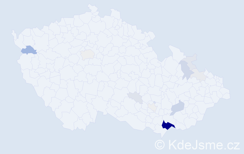 Příjmení: 'Gajdíková', počet výskytů 62 v celé ČR