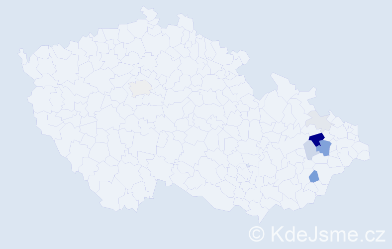 Příjmení: 'Klesla', počet výskytů 18 v celé ČR