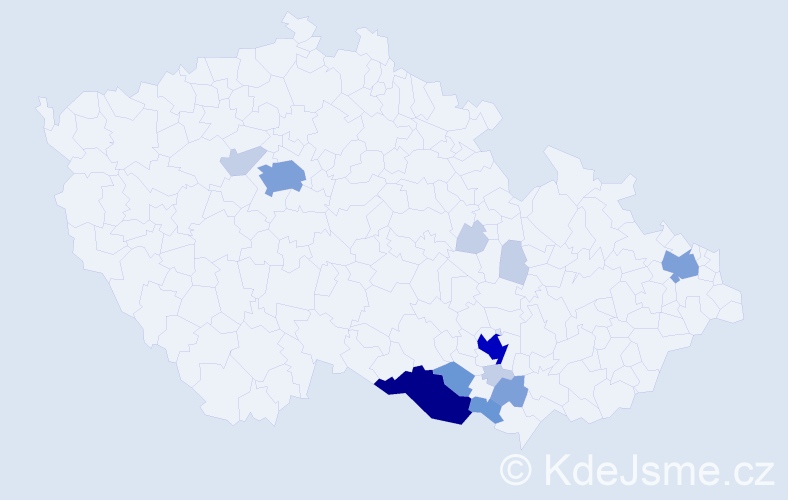 Příjmení: 'Cvingráf', počet výskytů 42 v celé ČR
