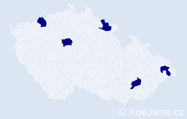 Příjmení: 'Alexejev', počet výskytů 5 v celé ČR