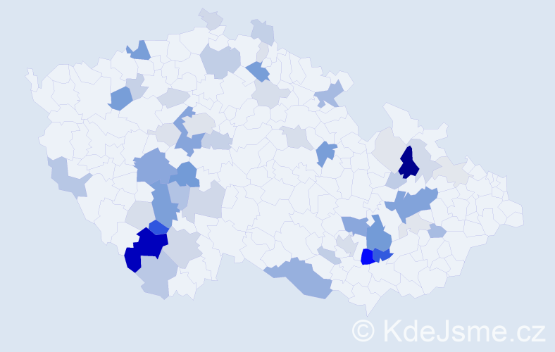 Příjmení: 'Raušer', počet výskytů 154 v celé ČR