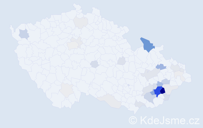 Příjmení: 'Knedla', počet výskytů 120 v celé ČR