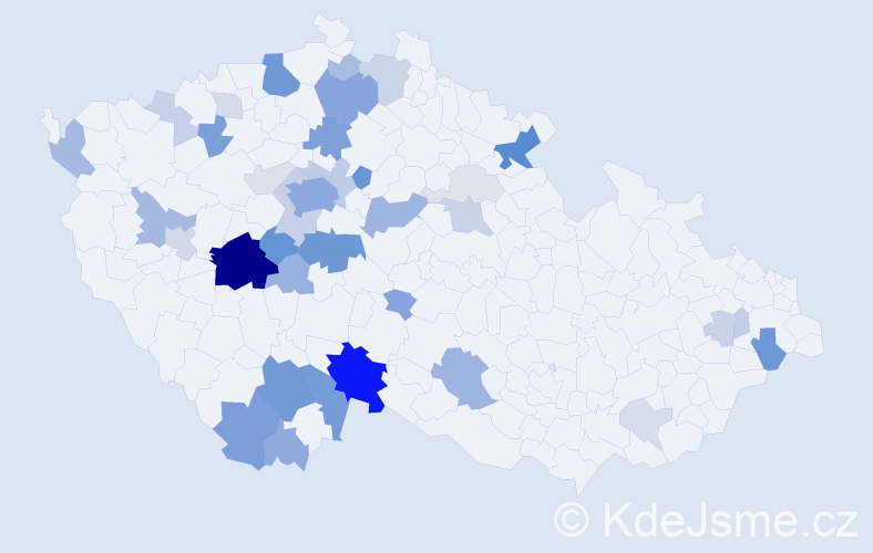 Příjmení: 'Kulovaná', počet výskytů 140 v celé ČR
