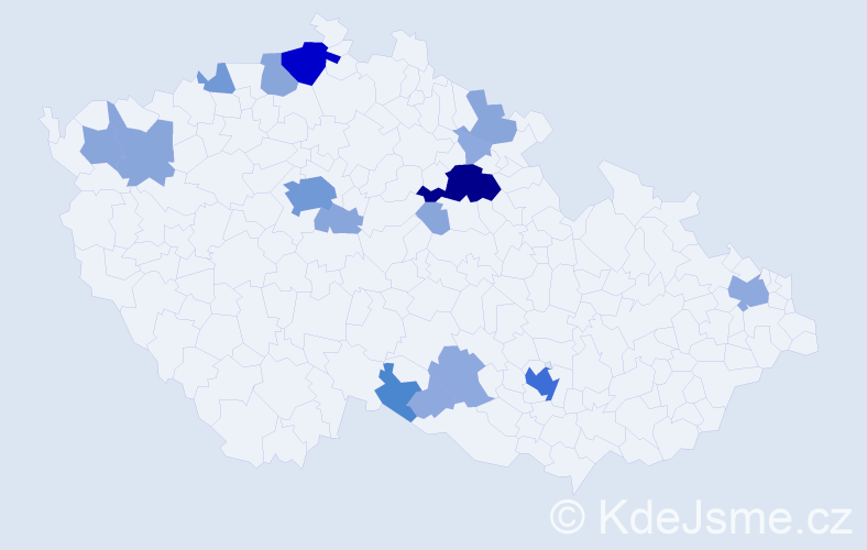 Příjmení: 'Klemera', počet výskytů 48 v celé ČR