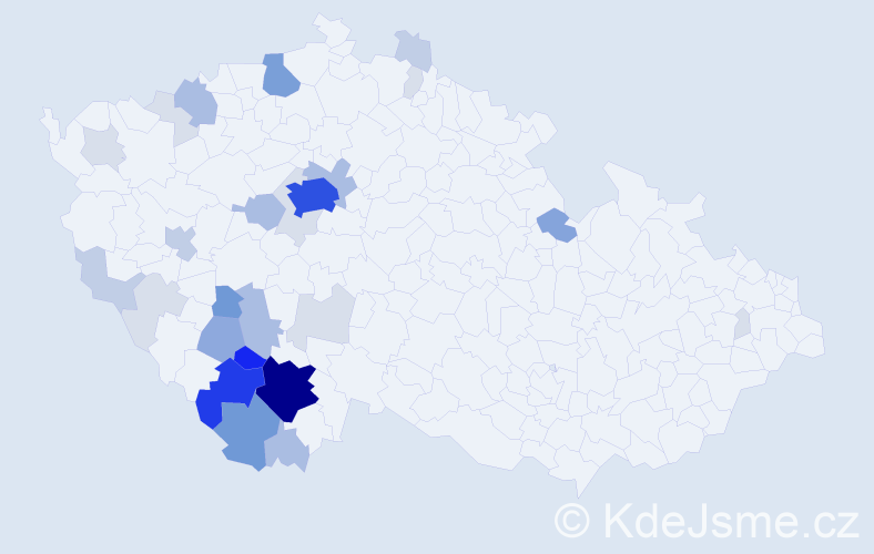 Příjmení: 'Hucek', počet výskytů 120 v celé ČR