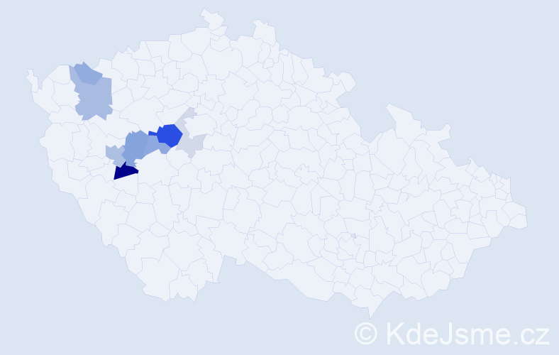 Příjmení: 'Řehořovská', počet výskytů 18 v celé ČR