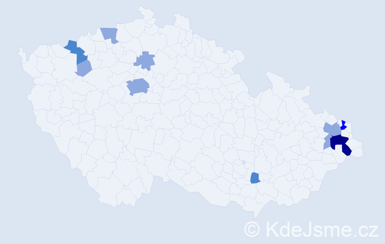 Příjmení: 'Nevedel', počet výskytů 19 v celé ČR