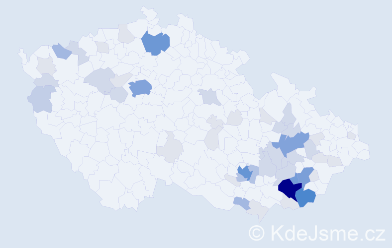 Příjmení: 'Bičanová', počet výskytů 166 v celé ČR