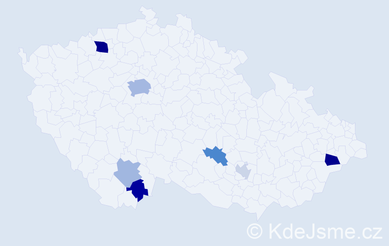Příjmení: 'Kypet', počet výskytů 16 v celé ČR