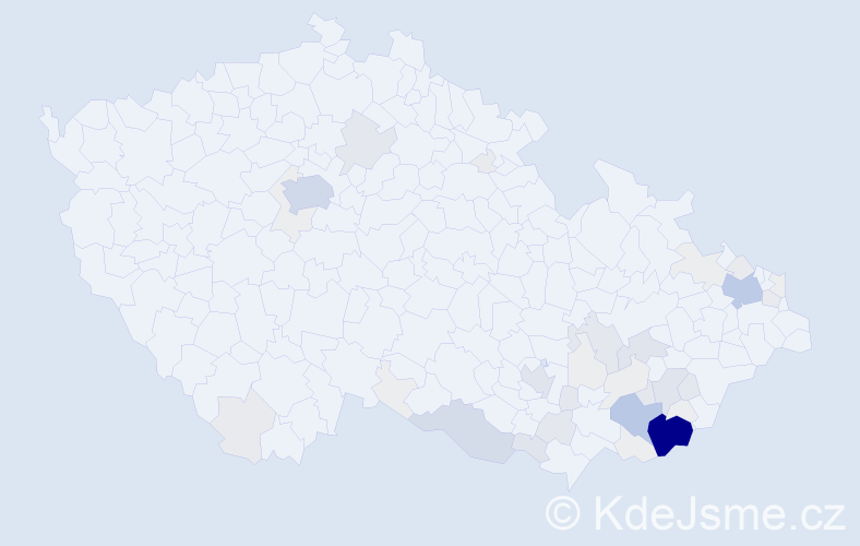 Příjmení: 'Kočicová', počet výskytů 217 v celé ČR