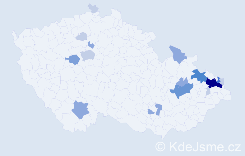 Příjmení: 'Kušová', počet výskytů 55 v celé ČR