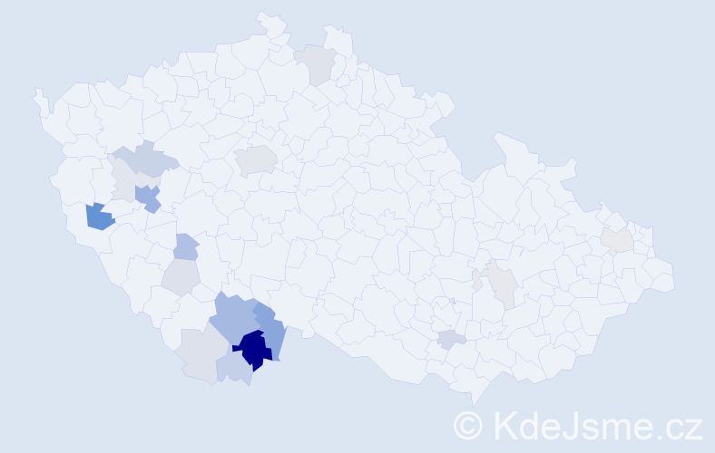 Příjmení: 'Řežáb', počet výskytů 59 v celé ČR