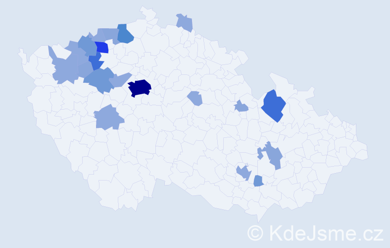 Příjmení: 'Kousek', počet výskytů 54 v celé ČR
