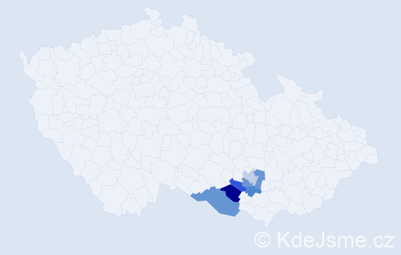 Příjmení: 'Hellar', počet výskytů 17 v celé ČR