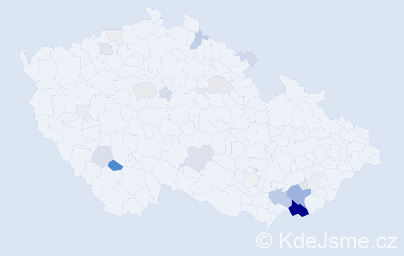 Příjmení: 'Kuřina', počet výskytů 88 v celé ČR