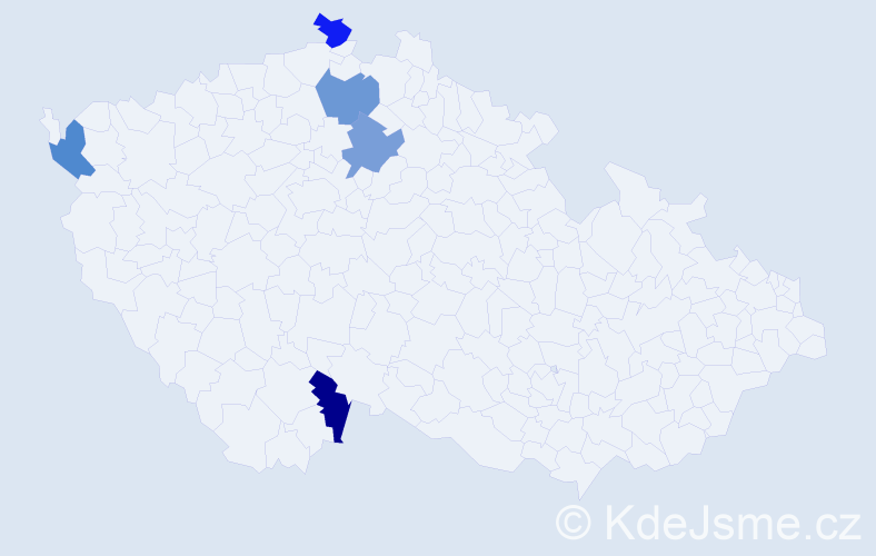 Příjmení: 'Dong', počet výskytů 5 v celé ČR