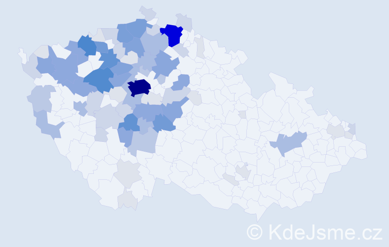 Příjmení: 'Houda', počet výskytů 287 v celé ČR