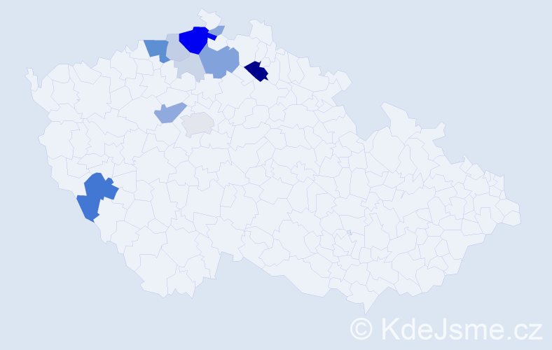 Příjmení: 'Moré', počet výskytů 50 v celé ČR