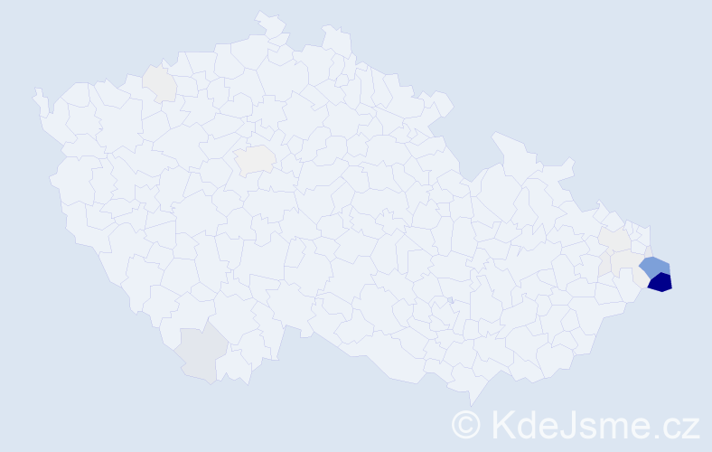 Příjmení: 'Wiszczor', počet výskytů 74 v celé ČR