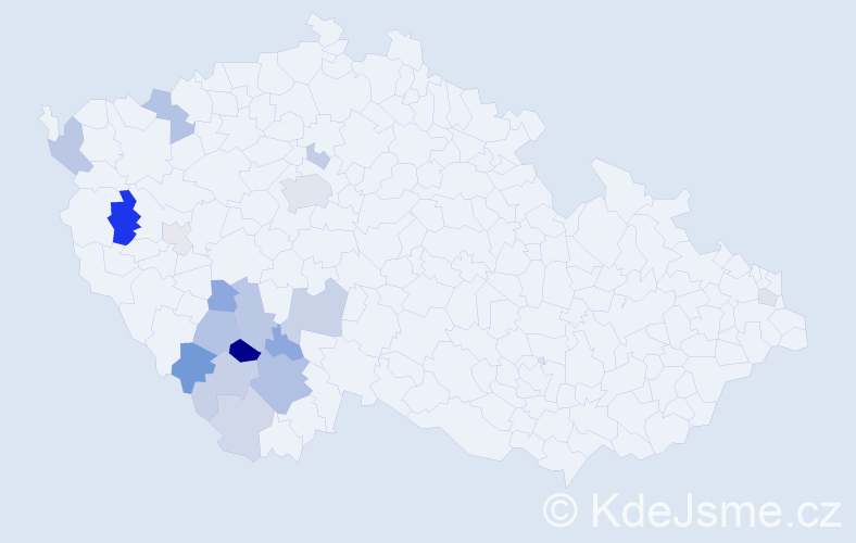 Příjmení: 'Kotrlíková', počet výskytů 39 v celé ČR