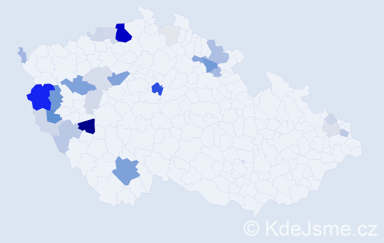 Příjmení: 'Nanár', počet výskytů 95 v celé ČR
