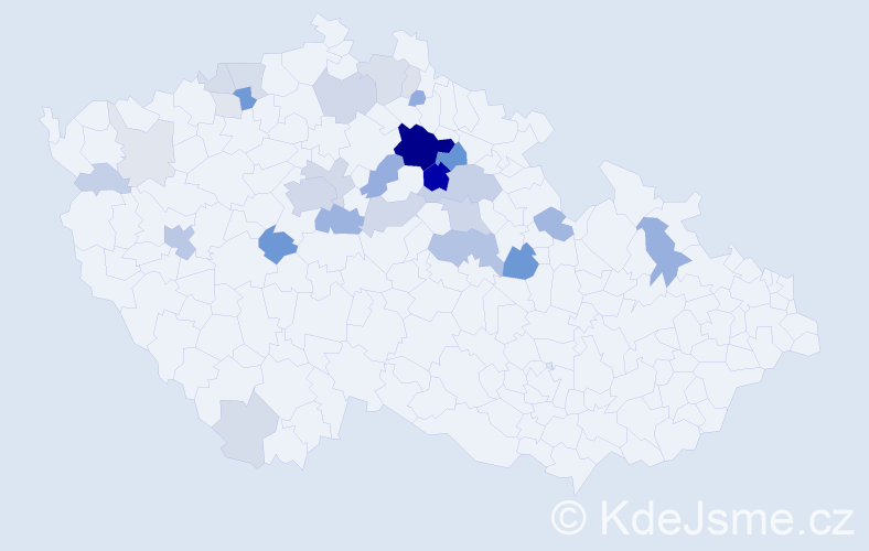 Příjmení: 'Kykal', počet výskytů 105 v celé ČR