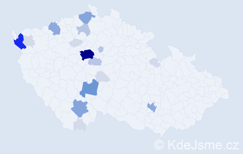 Příjmení: 'Valeška', počet výskytů 60 v celé ČR