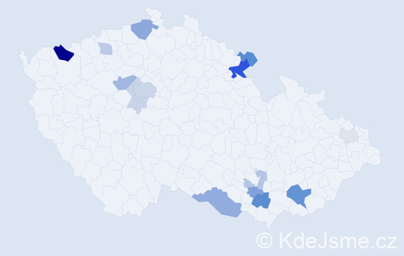 Příjmení: 'Hlušek', počet výskytů 34 v celé ČR