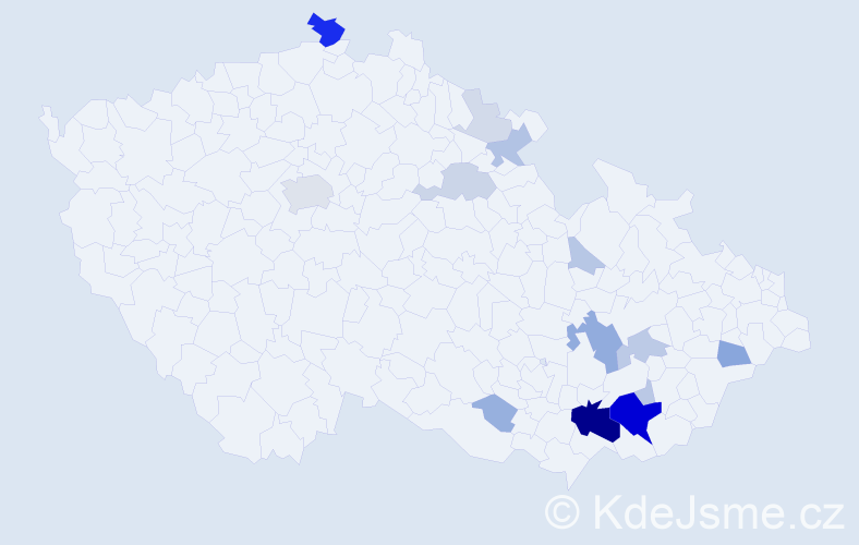 Příjmení: 'Pokorák', počet výskytů 59 v celé ČR