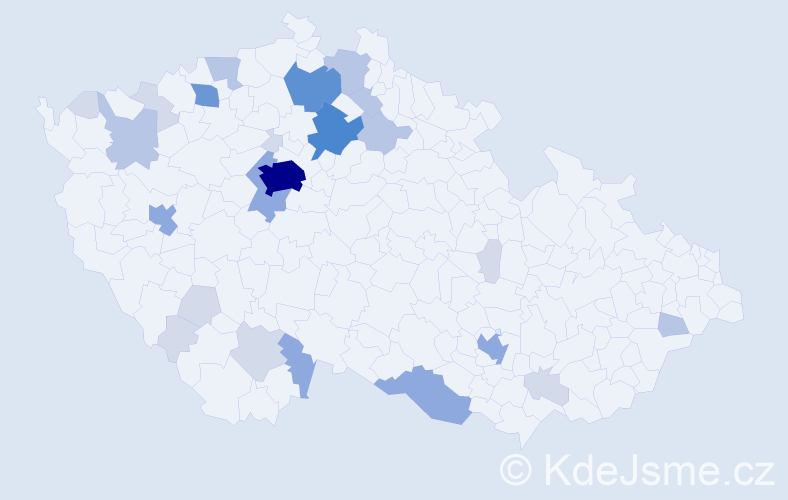 Příjmení: 'Kabrna', počet výskytů 73 v celé ČR
