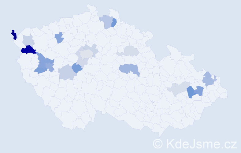 Příjmení: 'Kimáková', počet výskytů 44 v celé ČR