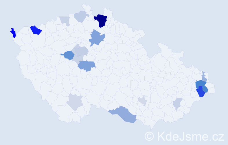 Příjmení: 'Boboková', počet výskytů 56 v celé ČR