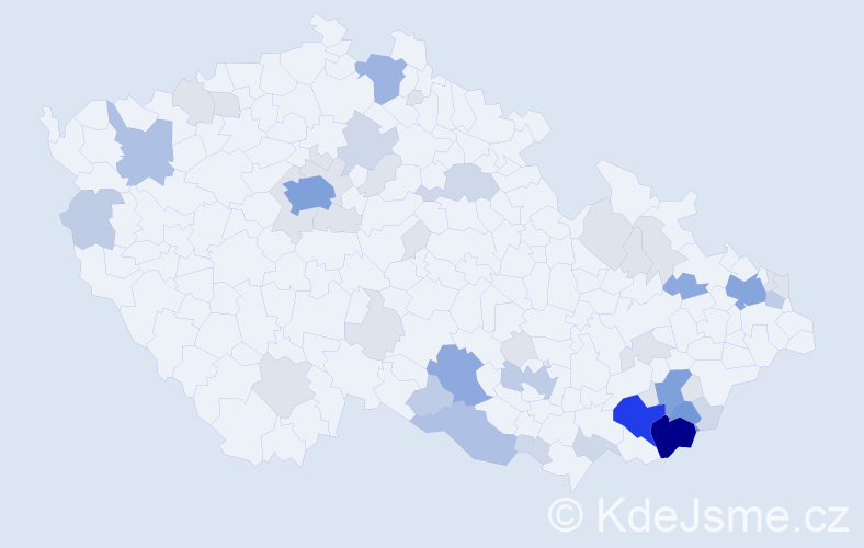 Příjmení: 'Viceníková', počet výskytů 153 v celé ČR