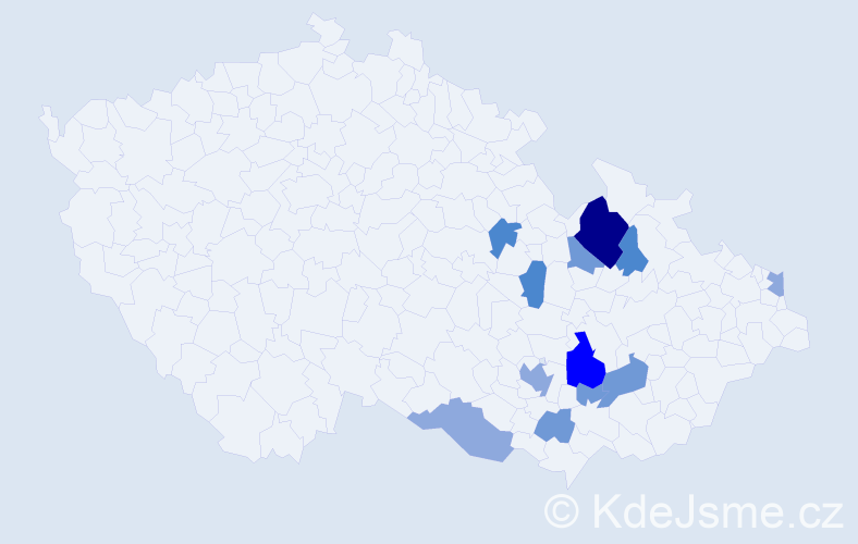 Příjmení: 'Hoždora', počet výskytů 30 v celé ČR