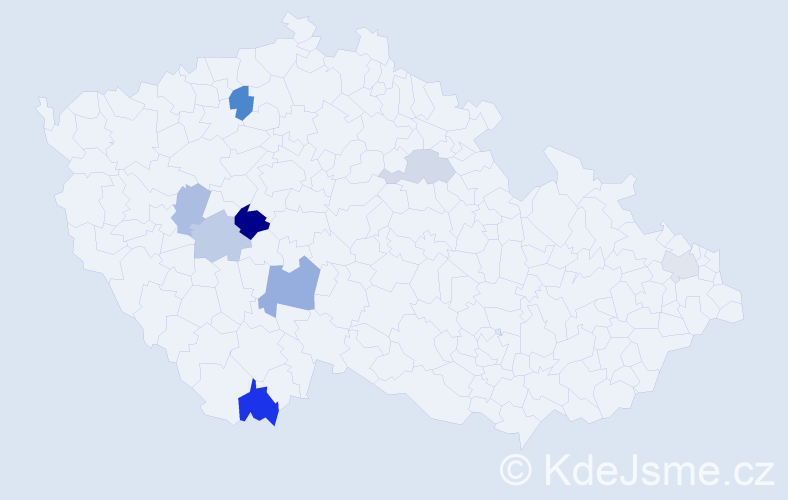 Příjmení: 'Benďáková', počet výskytů 13 v celé ČR