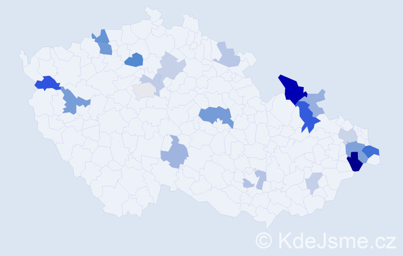 Příjmení: 'Babjáková', počet výskytů 43 v celé ČR