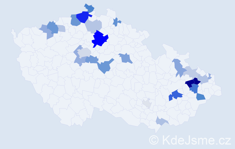 Příjmení: 'Kopčan', počet výskytů 64 v celé ČR