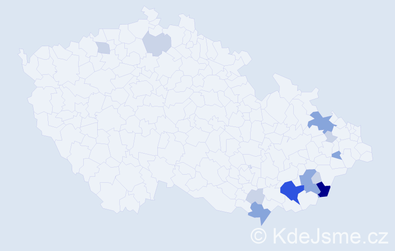 Příjmení: 'Machuča', počet výskytů 39 v celé ČR