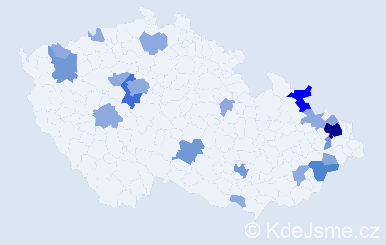 Příjmení: 'Kamenár', počet výskytů 51 v celé ČR