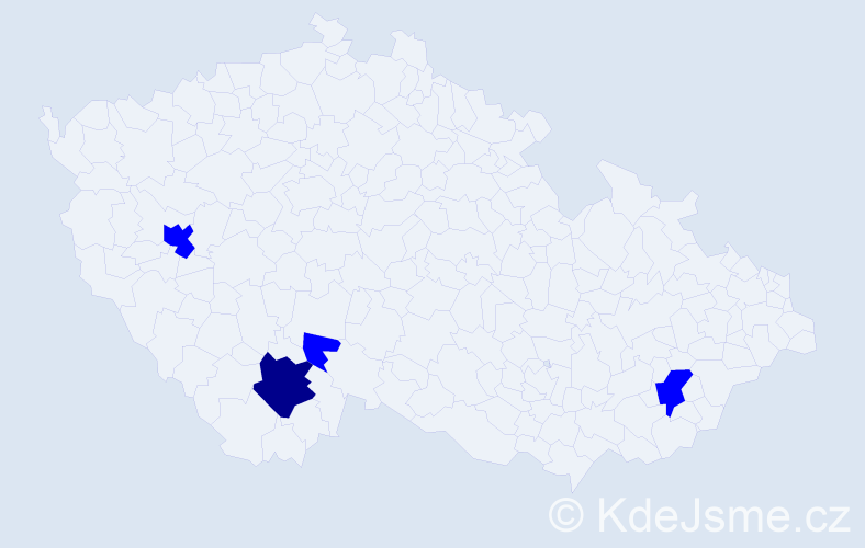 Příjmení: 'Walner', počet výskytů 5 v celé ČR