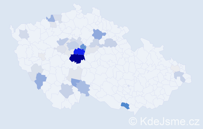 Příjmení: 'Vycpálek', počet výskytů 119 v celé ČR