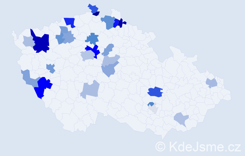 Příjmení: 'Tischerová', počet výskytů 70 v celé ČR
