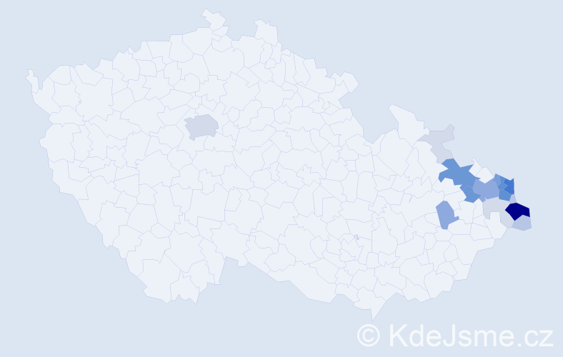 Příjmení: 'Kolarczyková', počet výskytů 70 v celé ČR