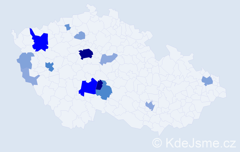 Příjmení: 'Praveček', počet výskytů 48 v celé ČR