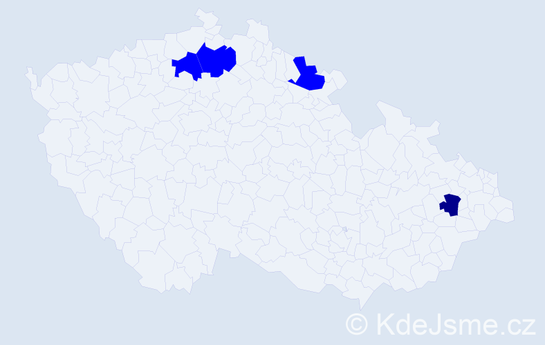 Příjmení: 'Vlčeková', počet výskytů 5 v celé ČR