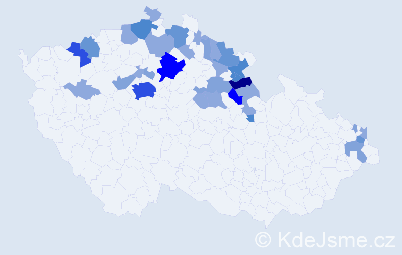 Příjmení: 'Kubrtová', počet výskytů 84 v celé ČR