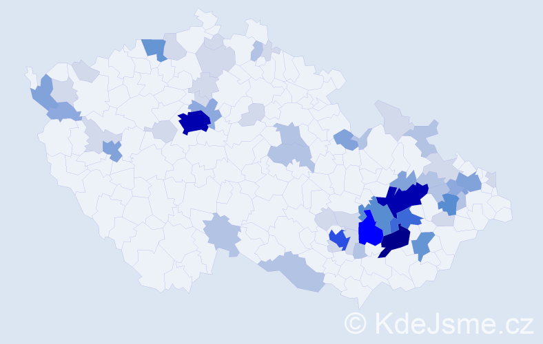 Příjmení: 'Derková', počet výskytů 172 v celé ČR