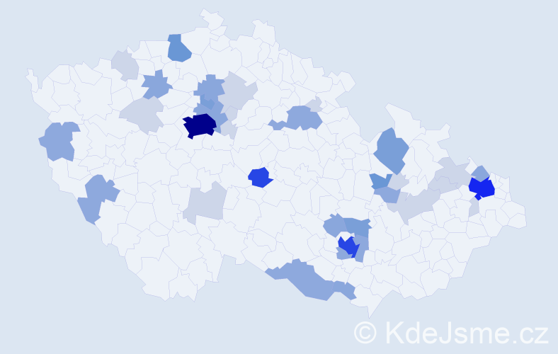 Příjmení: 'Nevím', počet výskytů 106 v celé ČR