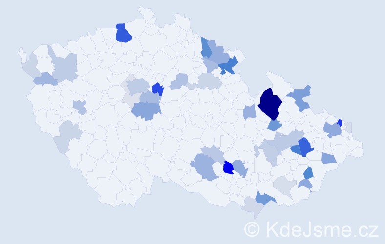 Příjmení: 'Rutar', počet výskytů 151 v celé ČR