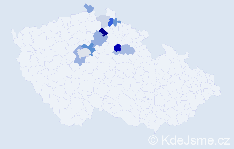 Příjmení: 'Oudrnická', počet výskytů 24 v celé ČR